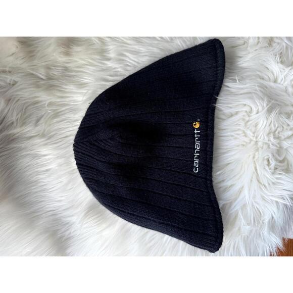 Carhartt Black Ribbed Knit Beanie Hat - Picture 2 of 4